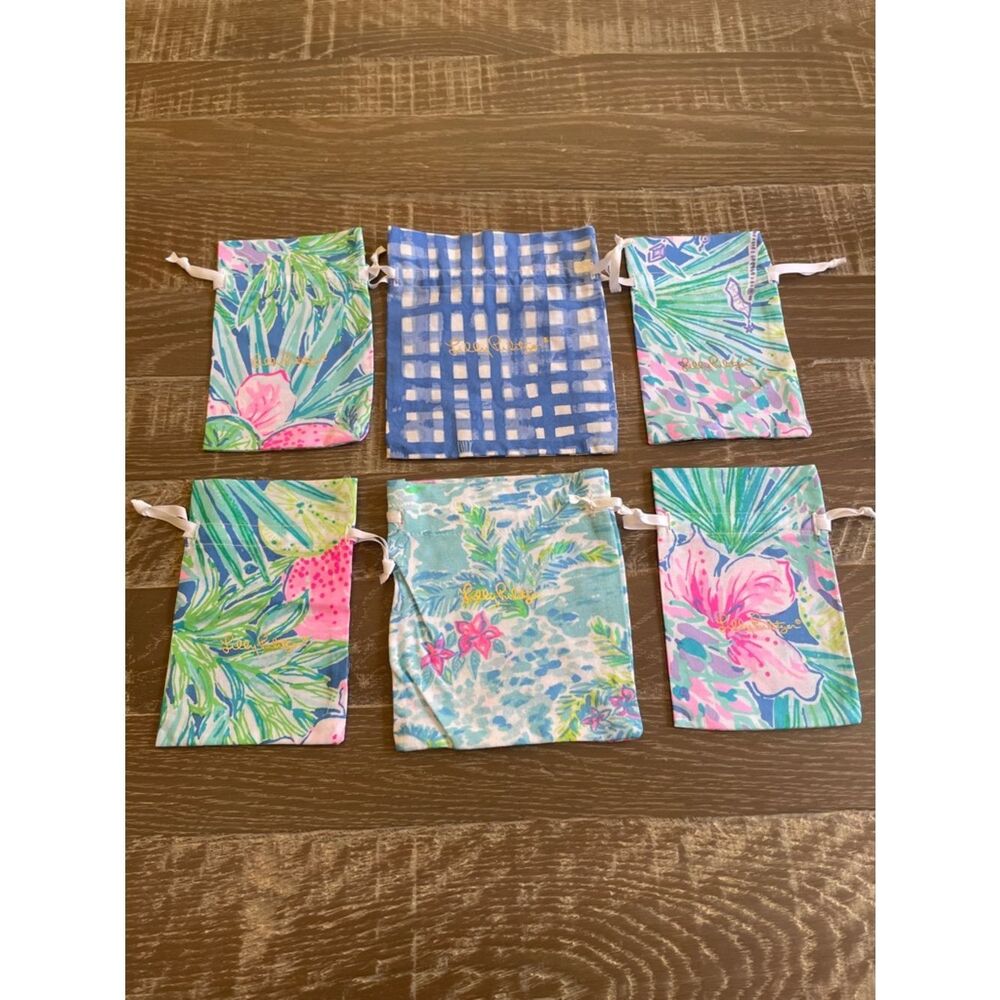 Brand new!  Set of 6 Lilly Pulitzer Drawstring Jewelry Pouches